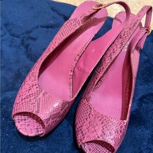 Candie's Vintage Y2K Pink Snakeskin Textured Slingback Heels